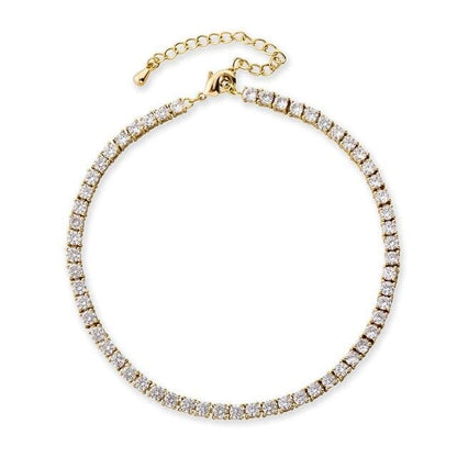 'Bling Bling' 3mm Tennis CZ Anklet Gold w/ Clear CZ jewelry by Bling Addict | BlingxAddict