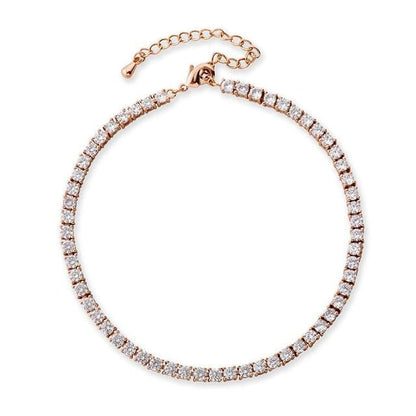 'Bling Bling' 3mm Tennis CZ Anklet Rose Gold w/ Clear CZ jewelry by Bling Addict | BlingxAddict