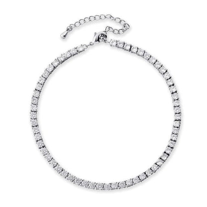 'Bling Bling' 3mm Tennis CZ Anklet Silver w/ Clear CZ jewelry by Bling Addict | BlingxAddict