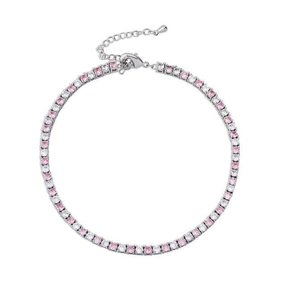 'Bling Bling' 3mm Tennis CZ Anklet Silver w/ Clear & Pink CZ jewelry by Bling Addict | BlingxAddict