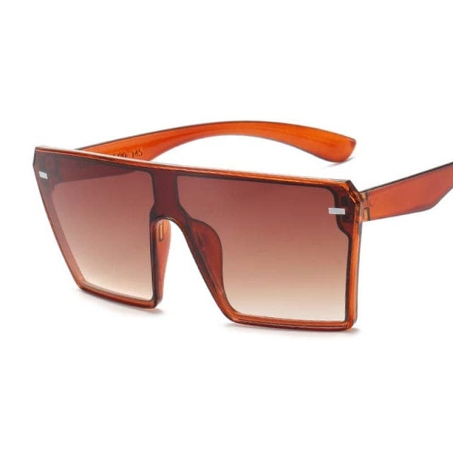 'Blocka' Vintage Square Oversized Sunglasses Brown by BlingxAddict | BlingxAddict