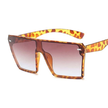 'Blocka' Vintage Square Oversized Sunglasses Leopard by BlingxAddict | BlingxAddict