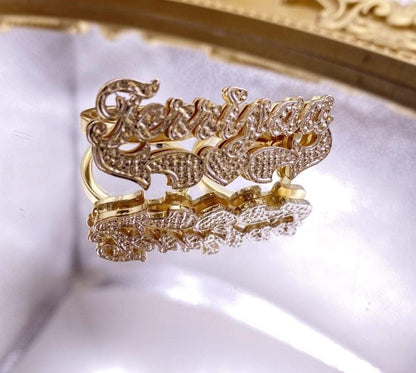 'Brass Knuckles' 18K Double Plated & Finger Name Ring Rings by Bling Addict | BlingxAddict