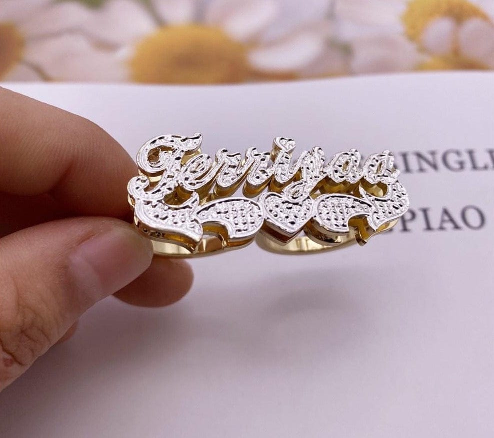 'Brass Knuckles' 18K Double Plated & Finger Name Ring Rings by Bling Addict | BlingxAddict