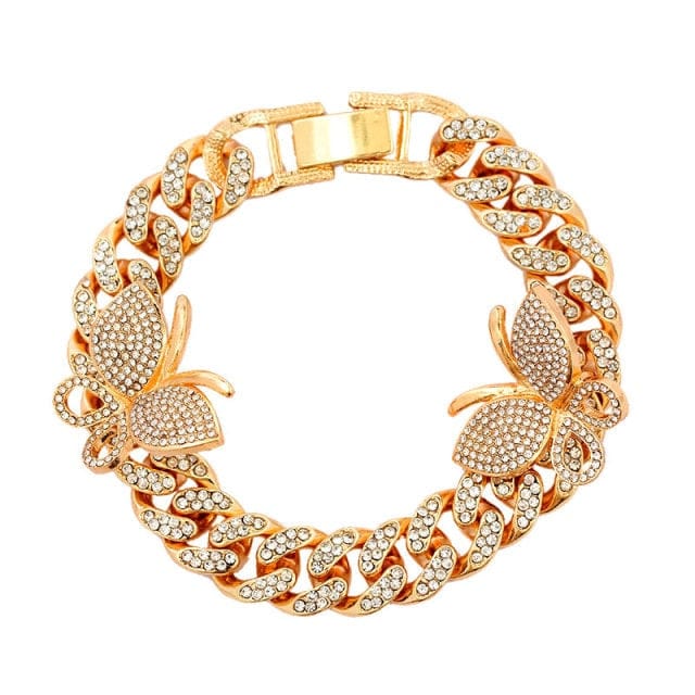 'Butterfly Ice' 12mm Cuban Link Bracelet Gold Bracelets by Bling Addict | BlingxAddict