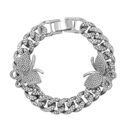 'Butterfly Ice' 12mm Cuban Link Bracelet Silver Bracelets by Bling Addict | BlingxAddict