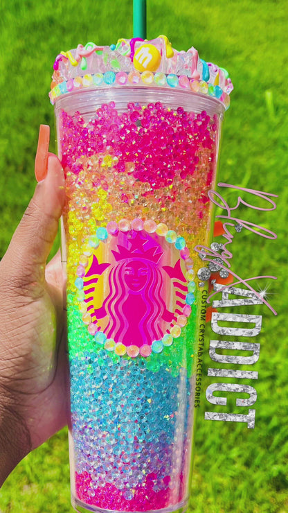 ‘M&M Neon Rainbow Crush’ Crystal Craze Starbucks Tumbler