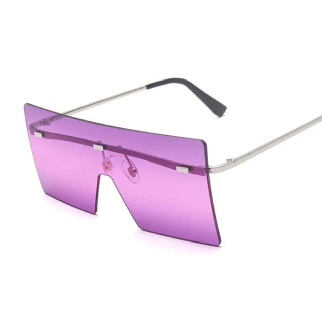 'Candy Shade' Vintage Oversized Square Sunglasses Silver Purple by BlingxAddict | BlingxAddict