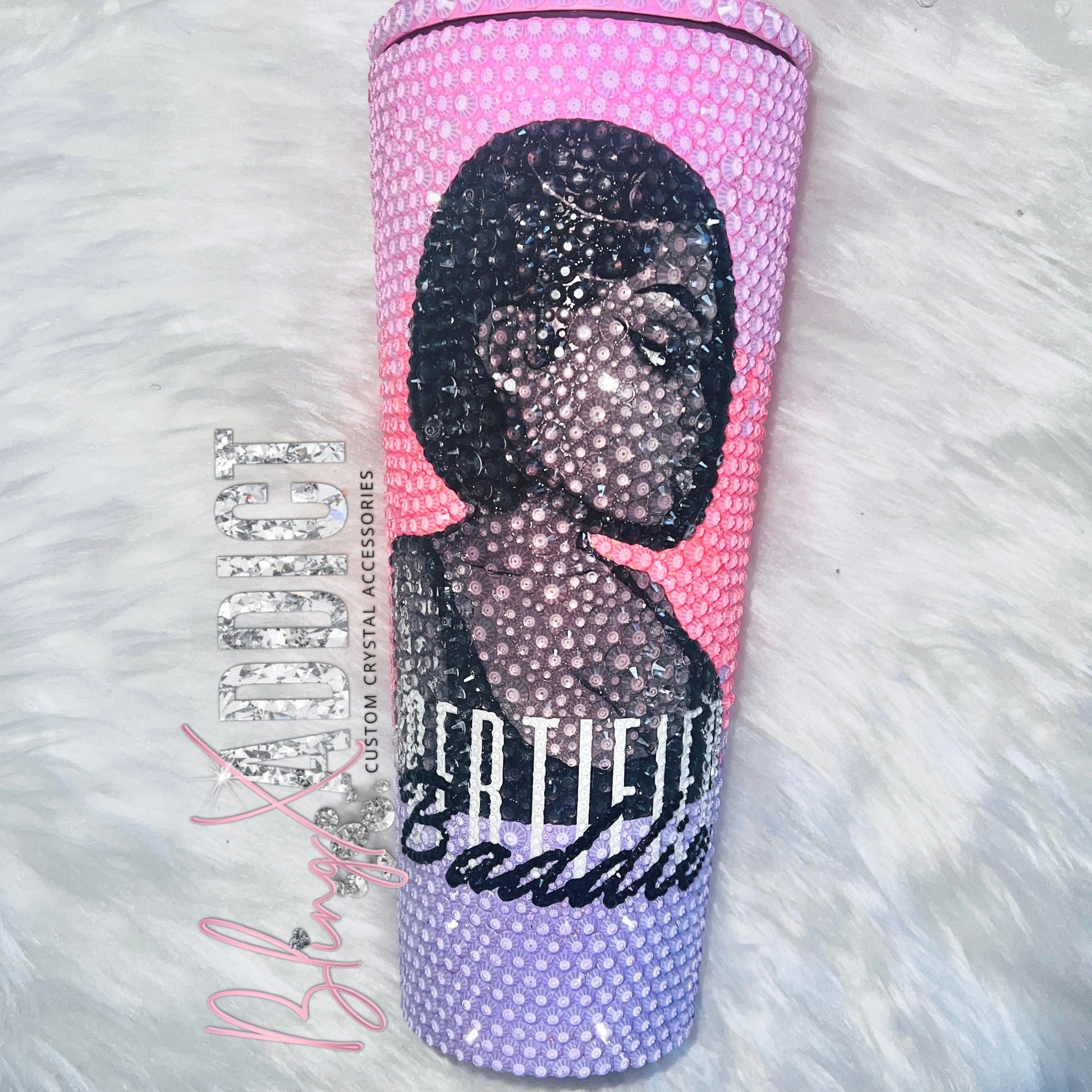 ‘Certified Baddie’ Neon Pastel Ombré Crystal Cup Tumbler Tumblers by BlingxAddict | BlingxAddict