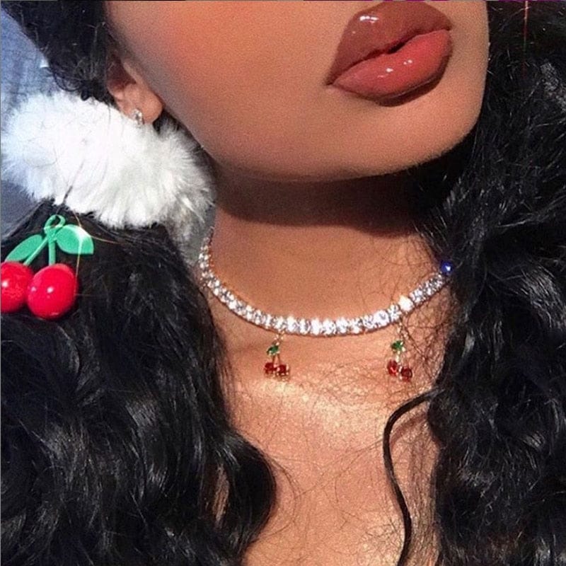 Cherry Babe Tennis Choker Necklace Necklaces by Bling Addict | BlingxAddict
