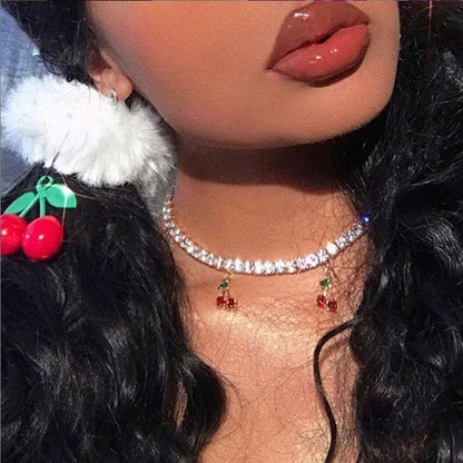 Cherry Babe Tennis Choker Necklace Necklaces by Bling Addict | BlingxAddict