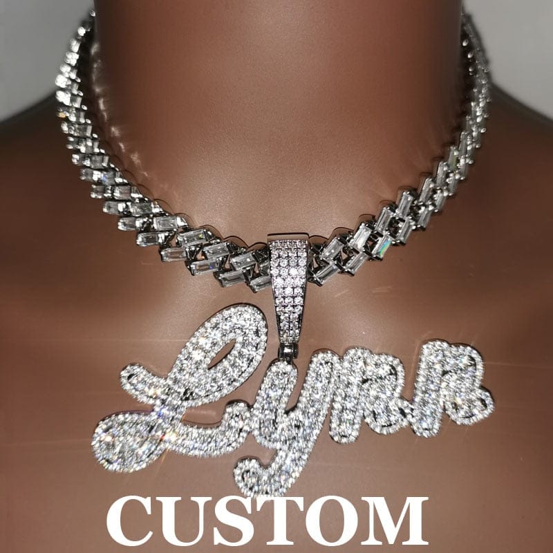 'Classy Girl' Customized 12mm CZ Baguette Cuban Square Chain Necklaces by Bling Addict | BlingxAddict