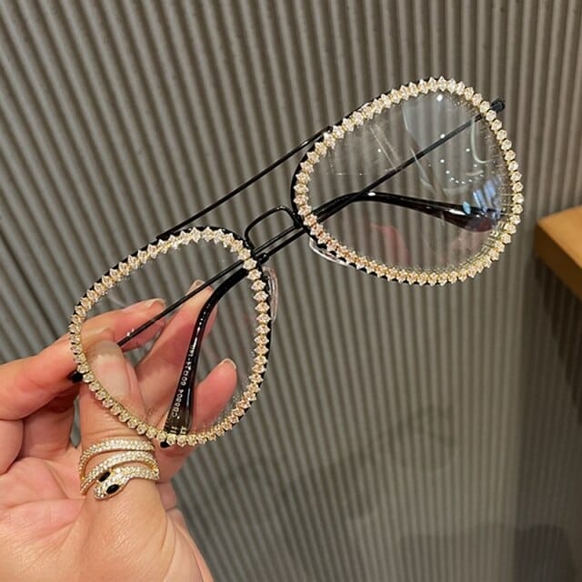 'Cool Chick' Crystal Bling Sun Glasses Black frame Eyeglasses by Bling Addict | BlingxAddict