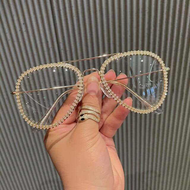 'Cool Chick' Crystal Bling Sun Glasses Gold Eyeglasses by Bling Addict | BlingxAddict