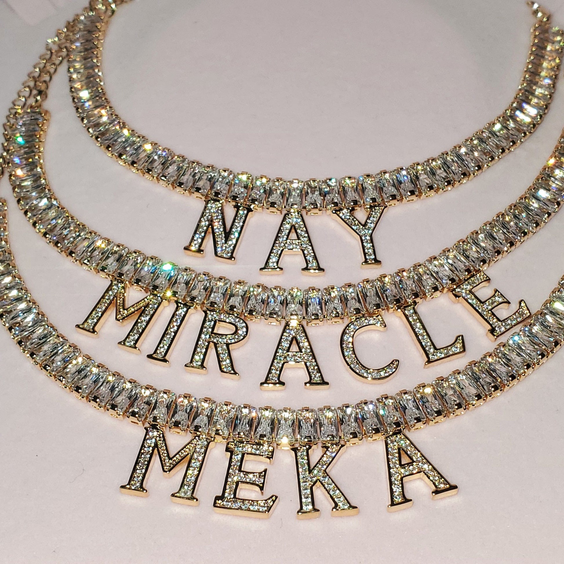 'Crystal Babe' Icy Custom English Name Necklace Necklaces by Bling Addict | BlingxAddict