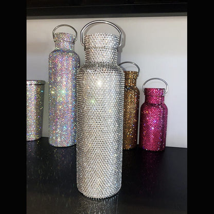 Crystal Diamond Steel Thermal Canteen 16 oz Clear Tumblers by Bling Addict | BlingxAddict