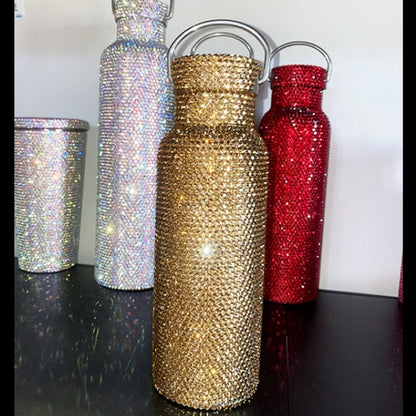 Crystal Diamond Steel Thermal Canteen 16 oz Gold Tumblers by Bling Addict | BlingxAddict