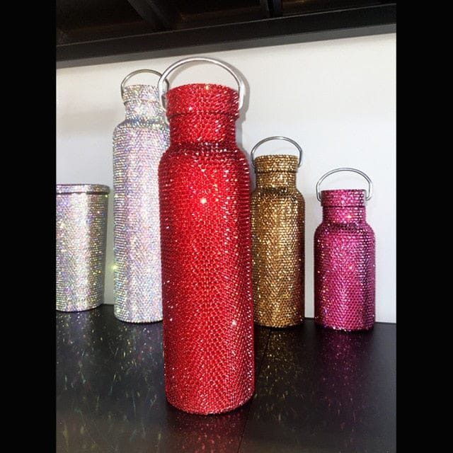 Crystal Diamond Steel Thermal Canteen 16 oz Red Tumblers by Bling Addict | BlingxAddict