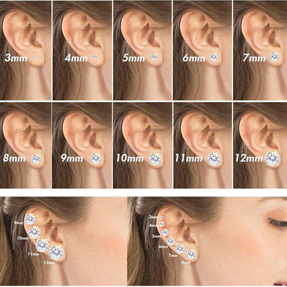 Crystal Round Cut CZ Stainless Steel Stud Earrings Gold 8mm Earrings by BlingxAddict | BlingxAddict