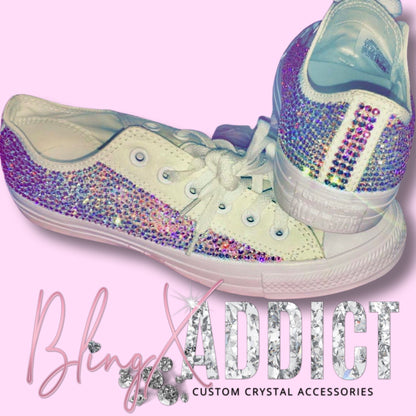 Crystal Swarovski Converse Low Top Sneakers 6 Crystal Clear Half Crystalized Shoes by bling addict | BlingxAddict