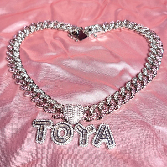 'Crystal Swirl' Pink & Clear CZ Custom Cuban Link Chain Necklaces by Bling Addict | BlingxAddict