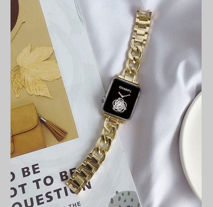 'Cuban Babe' Chain Stainless Steel Apple Watch Band Gold 38mm by BlingxAddict | BlingxAddict