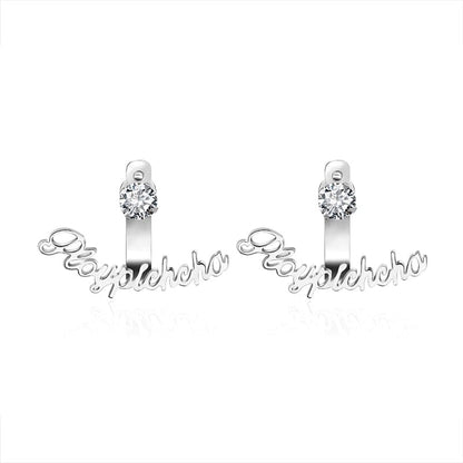 'Dainty' CZ Curved Custom Name Earrings Jewelry by Bling Addict | BlingxAddict