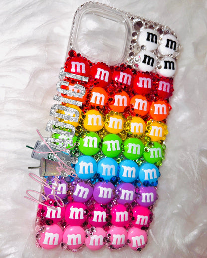 Design: Rainbow M&M Crystal Candy Case Phone Case by Ai Candy Bling | BlingxAddict