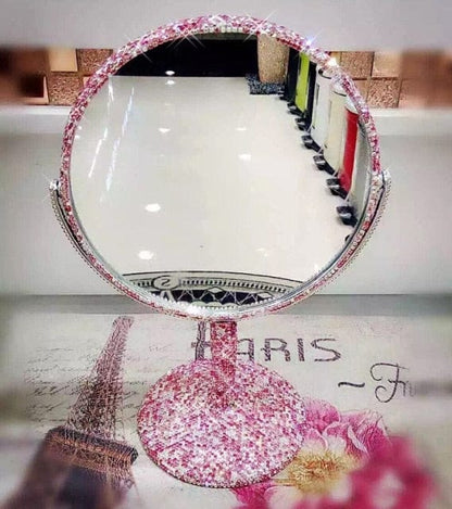 Diamond Makeup Mirror Pink M 24x15cm by Bling Addict | BlingxAddict