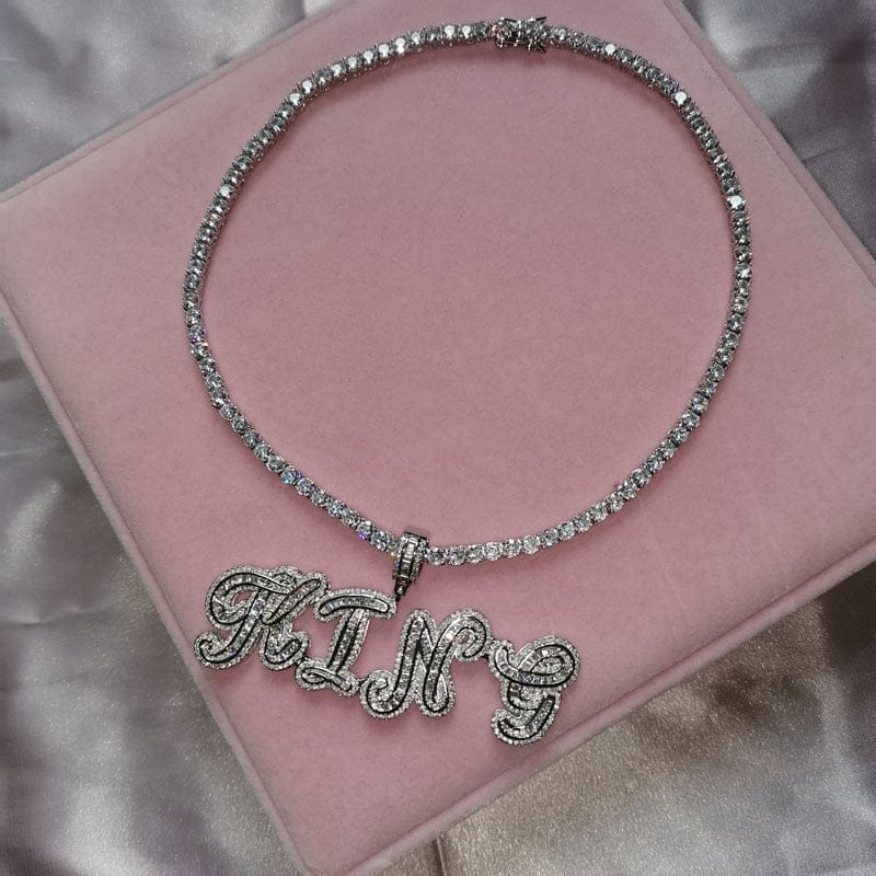 'Do You Read Me?' Cursive Custom Name Tennis Necklace Necklaces by Bling Addict | BlingxAddict