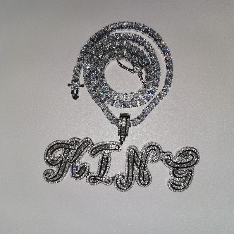 'Do You Read Me?' Cursive Custom Name Tennis Necklace Necklaces by Bling Addict | BlingxAddict