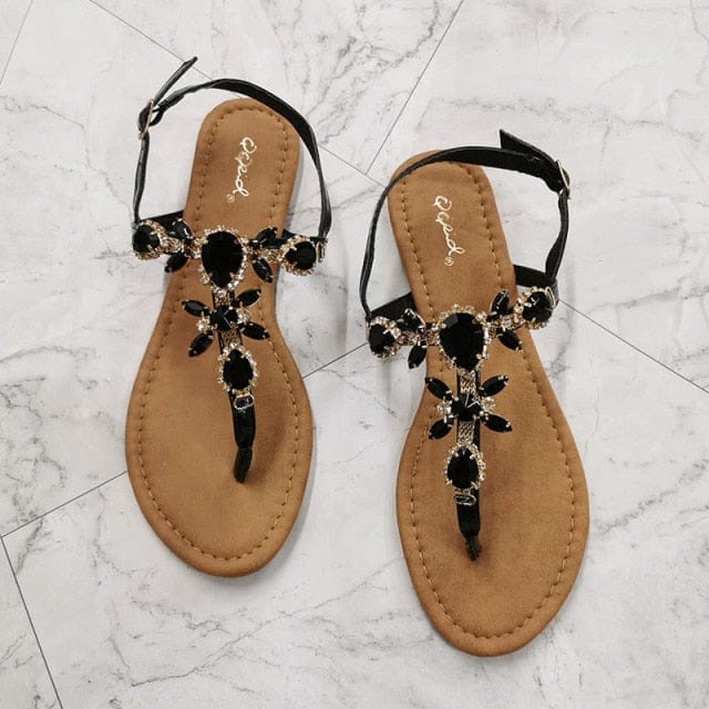 'Expensive' Crystal Gladiator Sandals Black 10 Shoes by BlingxAddict | BlingxAddict