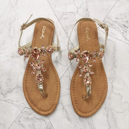 'Expensive' Crystal Gladiator Sandals Gold 10 Shoes by BlingxAddict | BlingxAddict