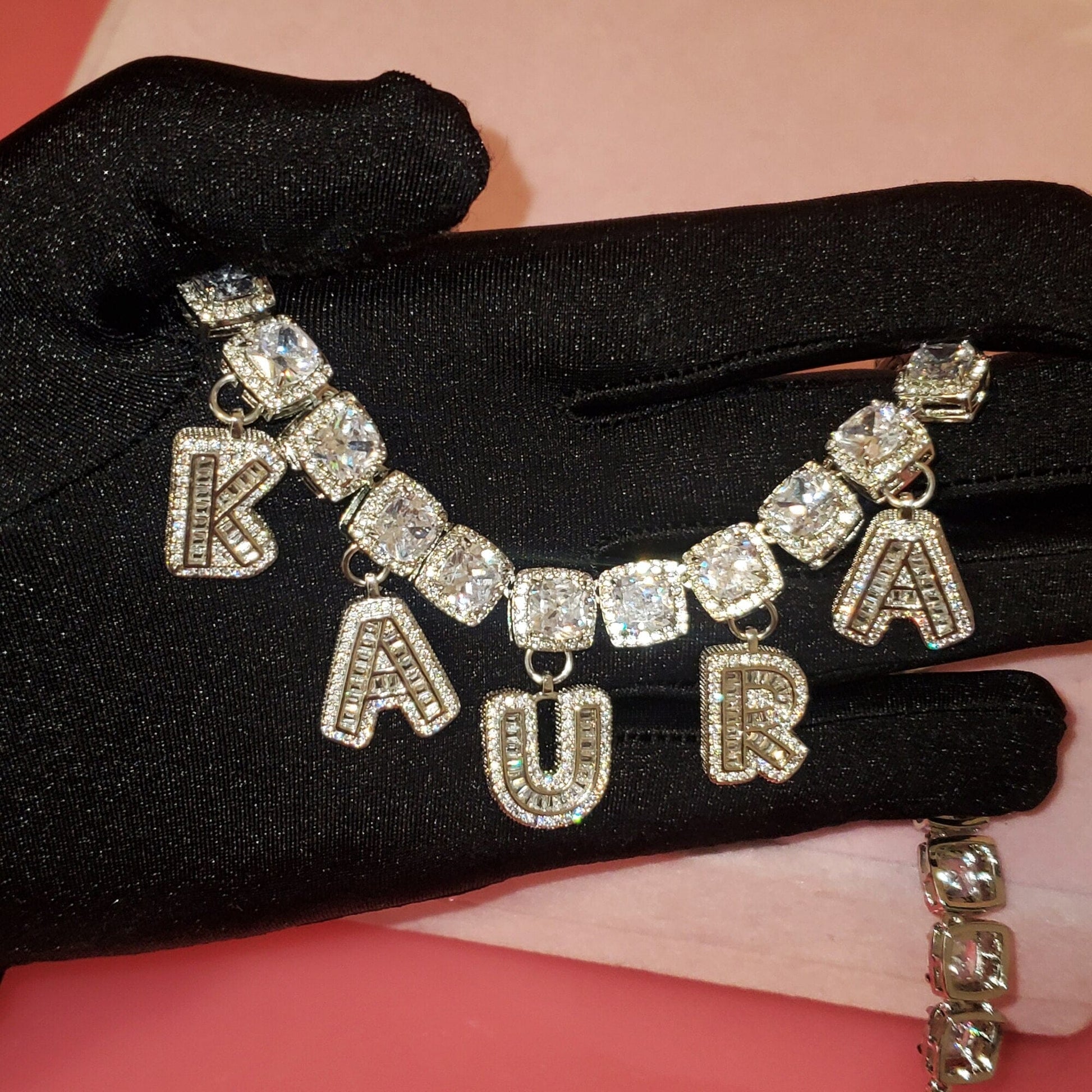 ‘Fair, Bling, & Square’ Icy Baguette Custom Name Chain Chains by Bling Addict | BlingxAddict