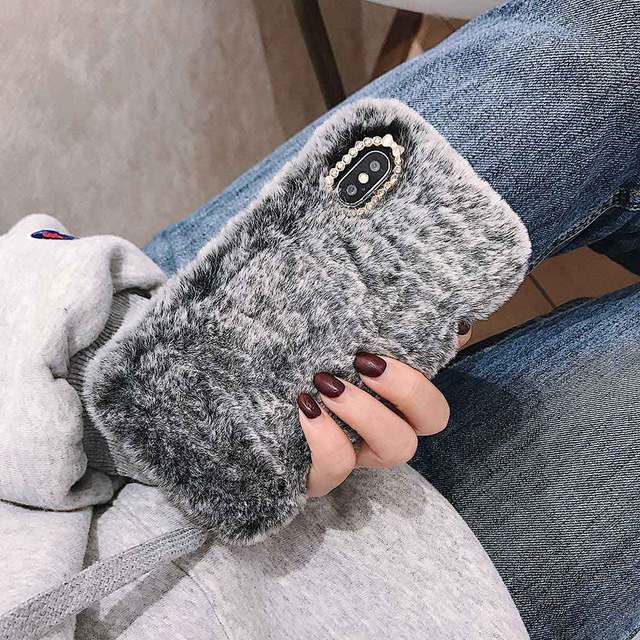 'Fuzzy Warmth" Faux iPhone Case for iphone 7 plus Dark Grey by Bling Addict | BlingxAddict