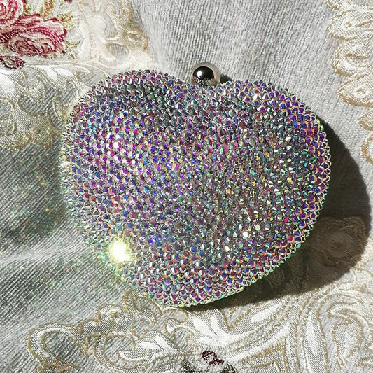 'Glass Heart' Crystal Clutch Clear Ab (Rainbow) No Arts & Crafts by Bling Addict | BlingxAddict