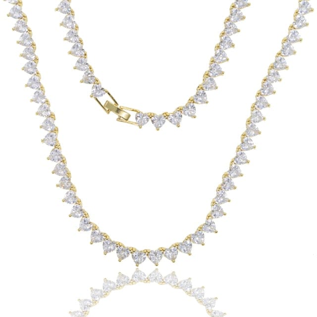 'Heart On My Sleeve' CZ Paved 6mm Tennis Chain Necklace gold white 46cm(18inch) Necklaces by Bling Addict | BlingxAddict