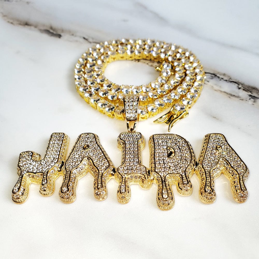 'Heavy on the Drip' Personalized Name Tennis Necklace Necklaces by BlingxAddict | BlingxAddict