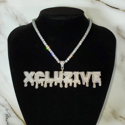 'Heavy on the Drip' Personalized Name Tennis Necklace SILVER 2 LETTER 18 Inch Tennis Chain Necklaces by BlingxAddict | BlingxAddict