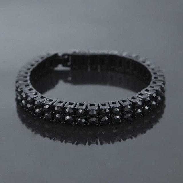 'Iced Out' Crystal Single/Double Row Tennis Bracelet 2 Row-Black by Bling Addict | BlingxAddict