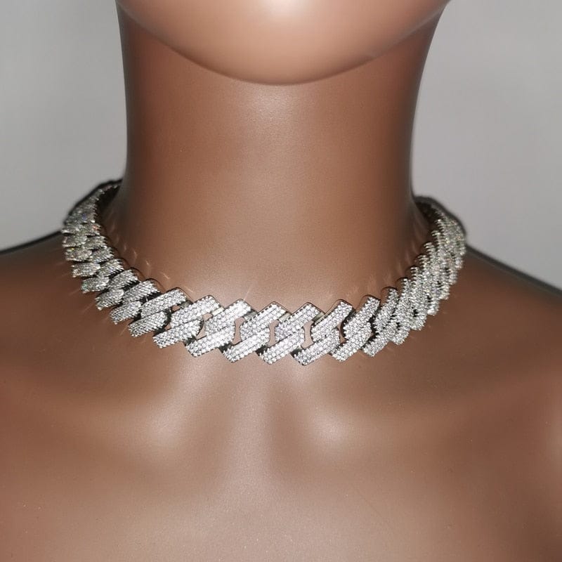 'Im A Big Deal' 20 MM CZ Wide Cuban Link Necklace or Bracelet Silver Plating 24inch Necklace Necklaces by BlingxAddict | BlingxAddict