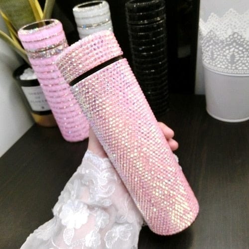 Jelly Crystal Bling Hot & Cold Drink w/ Temparature Display Baby Pink Shoes by Bling Addict | BlingxAddict