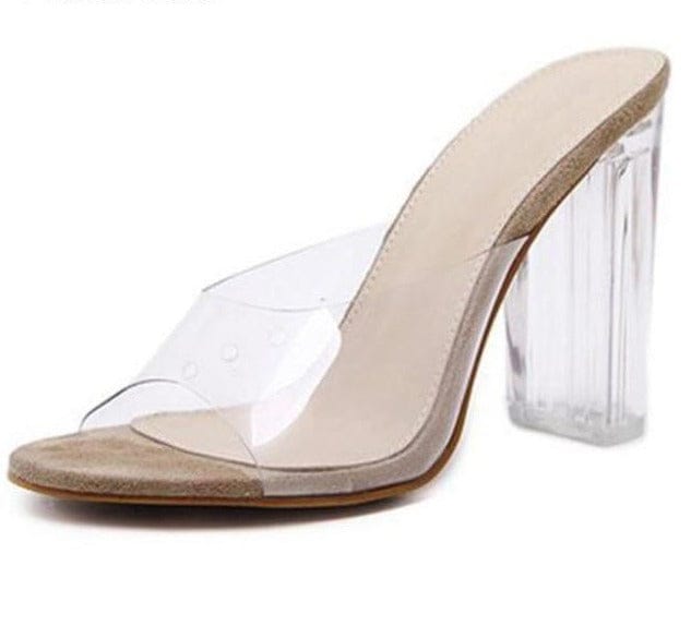 Jelly Crystal Heel Transparent High Heel Sandals apricot (shorter heel) 6 by Bling Addict | BlingxAddict