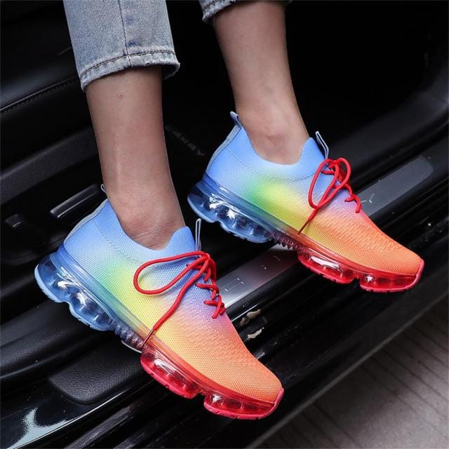 'Just Breathe' Mesh Sneakers Orange to Blue 7.5 Shoes by Bling Addict | BlingxAddict