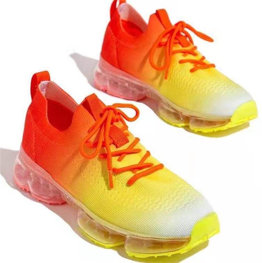 'Just Breathe' Mesh Sneakers Orange to Yellow 9 Shoes by Bling Addict | BlingxAddict