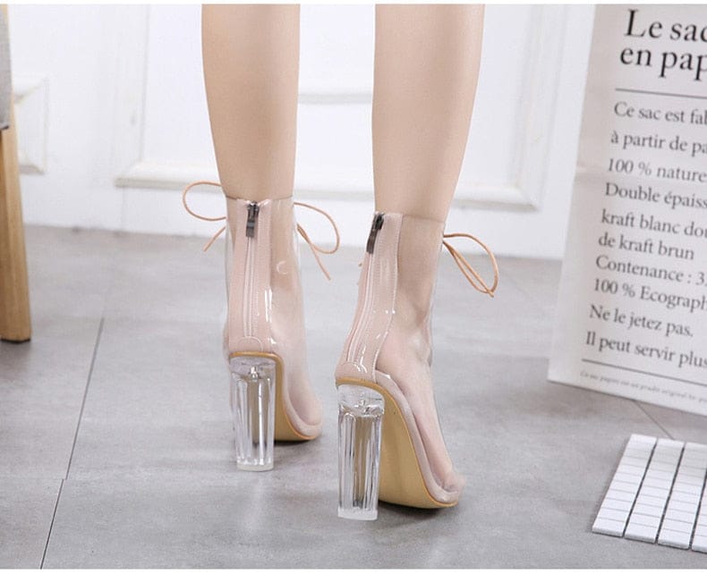 'Lace Me Up' Transparent Gladiator Peep Toe Shoes High Heel by Bling Addict | BlingxAddict