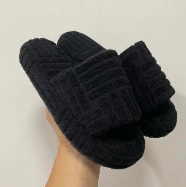 'Lux Vibes' Plush Slippers Black 11 Slippers by Bling Addict | BlingxAddict