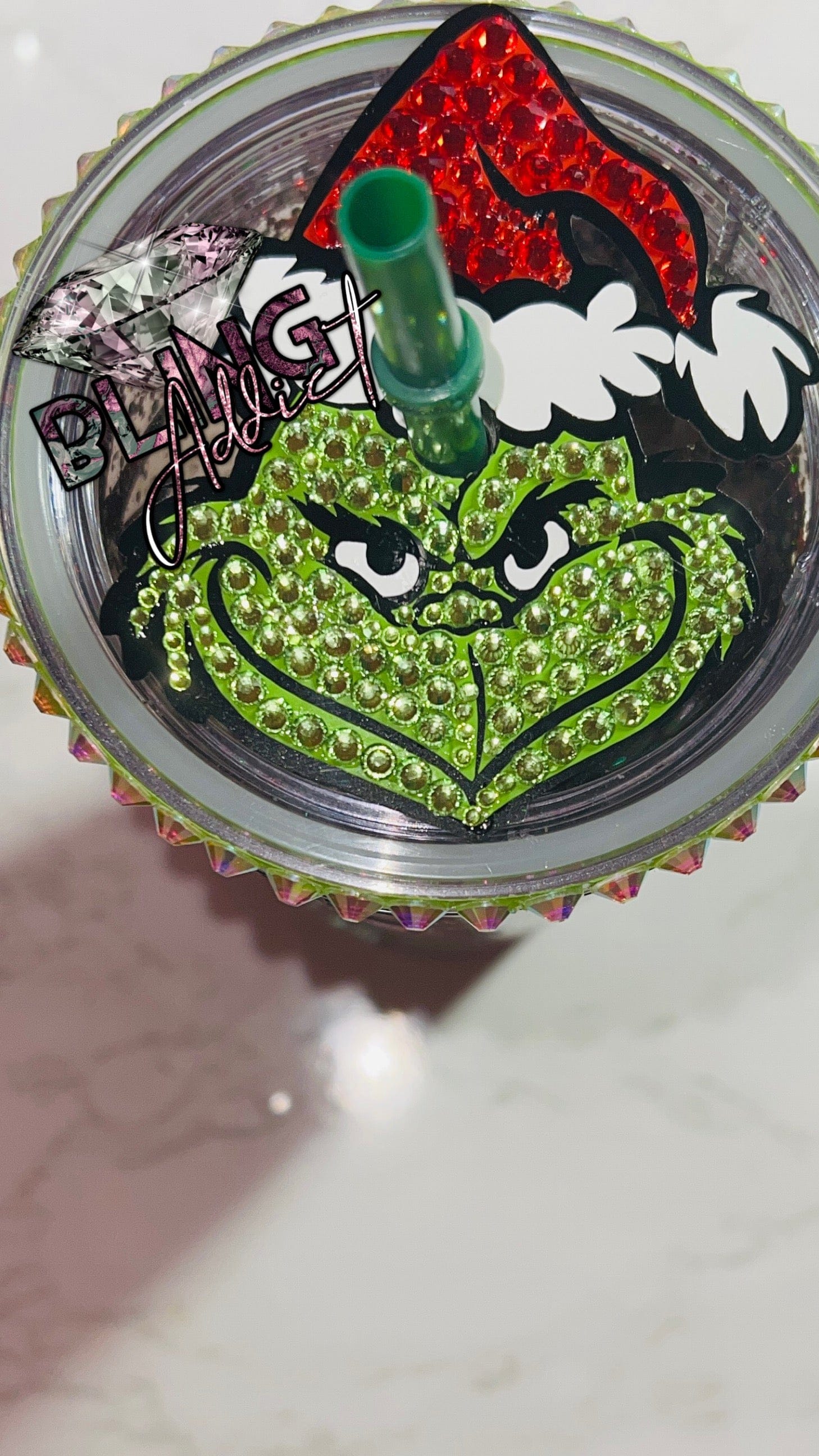 Merry Grinchmas Glitter Globe Bling Crystal Starbucks Tumbler Tumblers by Bling Addict | BlingxAddict