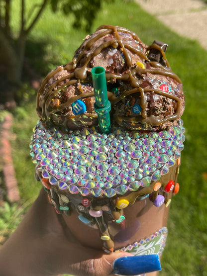 M&M Chocolate Milkshake Deco Glitter Globe 24oz Starbucks Tumbler by Bling Addict | BlingxAddict