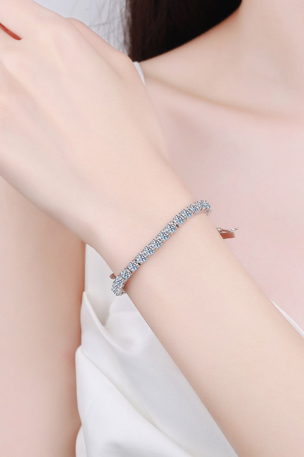 Moissanite Bracelet Silver One Size CLOTHING, SHOES & ACCESSORIES by Trendsi | BlingxAddict